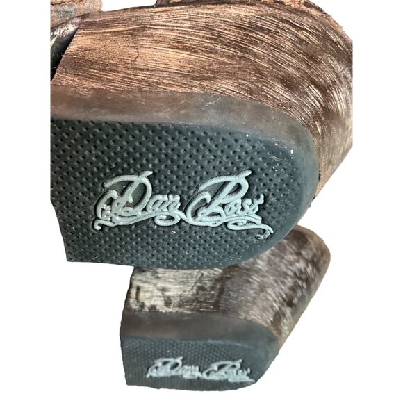 Dan Post Women's SIze 7M Brown Distressed Open Lattice Type Design Cowboy Boots - Picture 8 of 10